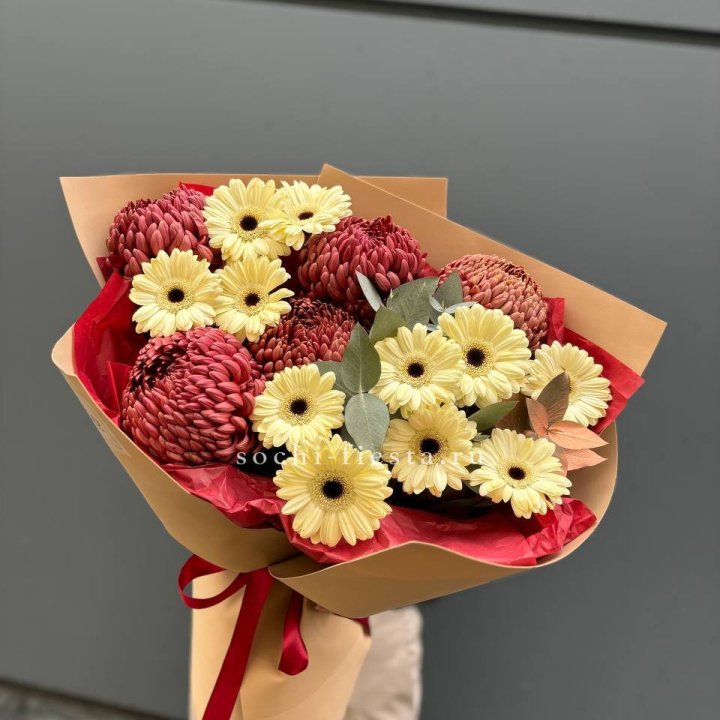 Букет гербер и хризантем Бигуди в Новочеркасске