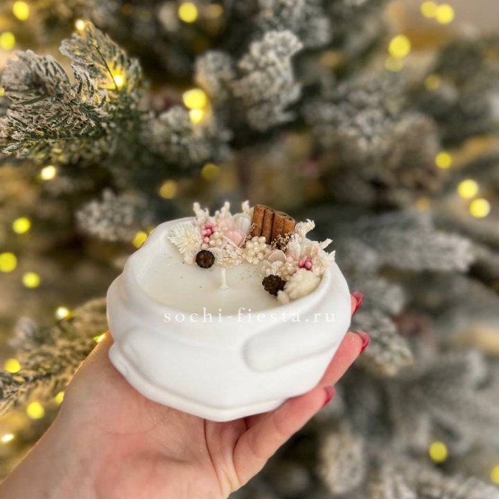 Свеча ароматическая в гипсе Руки с корицей в Новочеркасске