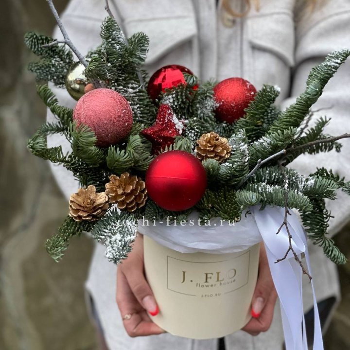 Новогодняя композиция в коробке ред в Новочеркасске