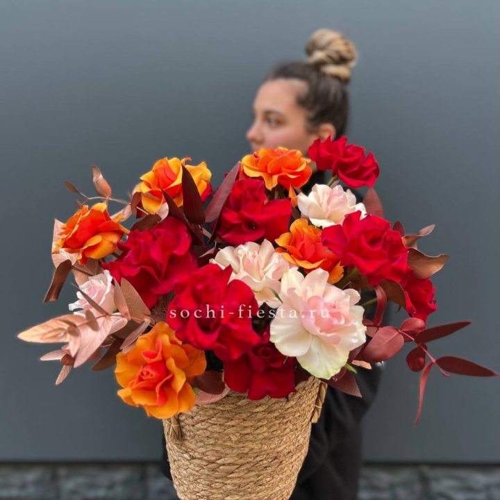 Авторский бокс "Роксана" в джутовом кашпо в Новочеркасске