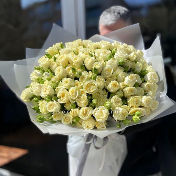 Белые кустовые розы 31 шт в Новочеркасске