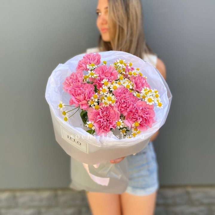 Дуобукет диантусов и ромашек в Новочеркасске