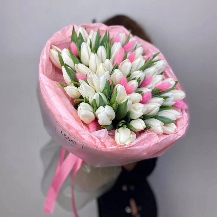 51 белый тюльпан "Рози" в Новочеркасске