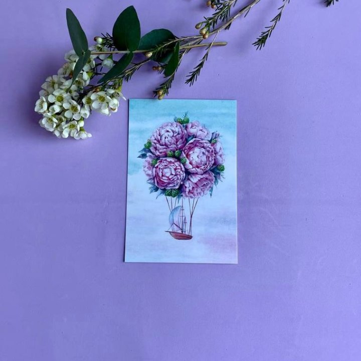 Открытка к букету "Пион" в Новочеркасске