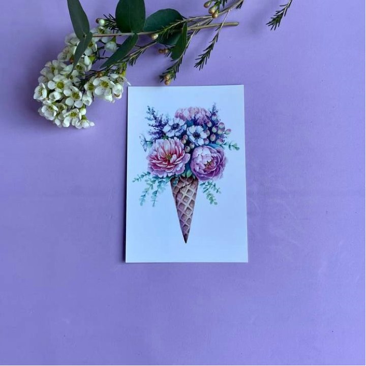 Открытка к букету "Цветочно-кремовый" в Новочеркасске