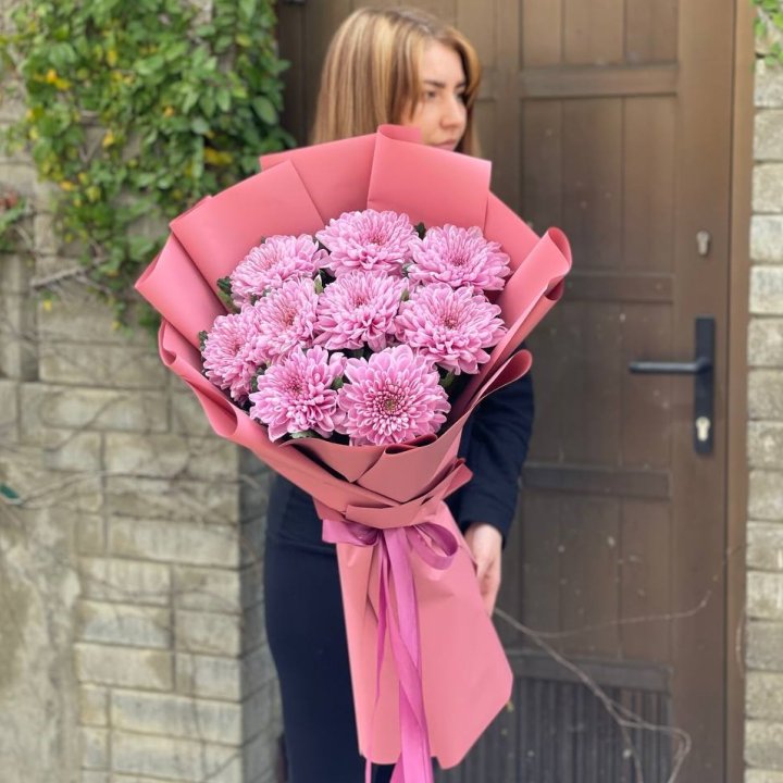 Букет хризантем розовый в Новочеркасске
