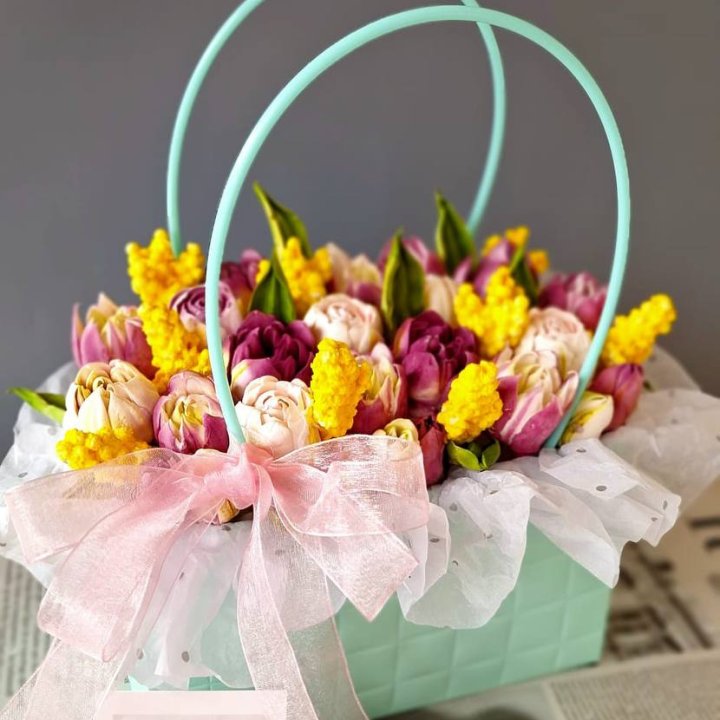 Тюльпаны в сумочке из зефира в Новочеркасске
