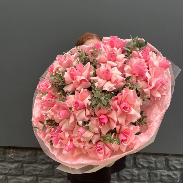  25 розовых французских роз в Новочеркасске