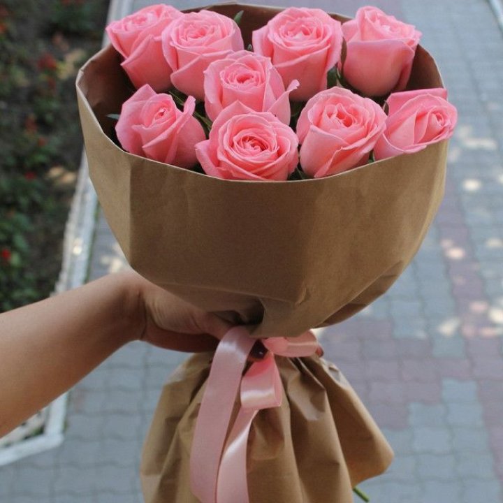 9 розовых роз в Новочеркасске