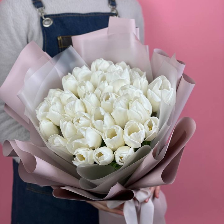 Букет белых тюльпанов "Пур-пур" в Новочеркасске